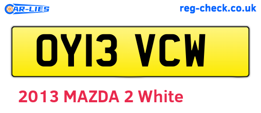 OY13VCW are the vehicle registration plates.
