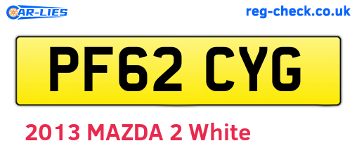 PF62CYG are the vehicle registration plates.