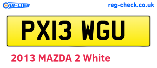 PX13WGU are the vehicle registration plates.