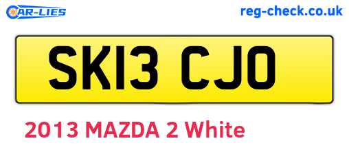 SK13CJO are the vehicle registration plates.