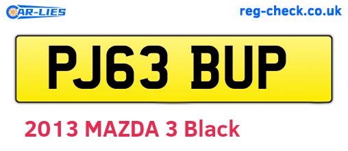 PJ63BUP are the vehicle registration plates.