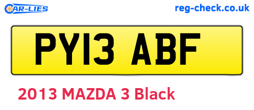 PY13ABF are the vehicle registration plates.