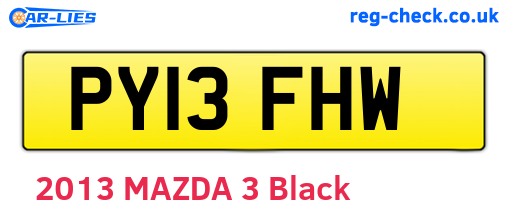 PY13FHW are the vehicle registration plates.