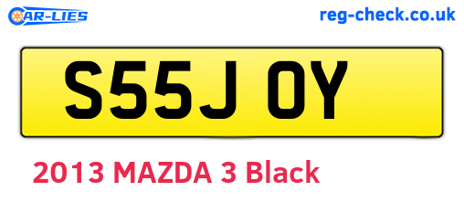 S55JOY are the vehicle registration plates.