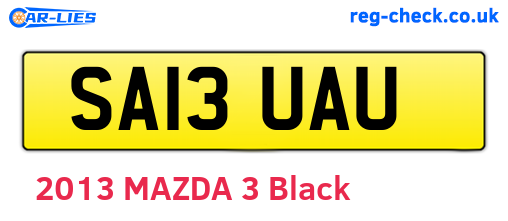 SA13UAU are the vehicle registration plates.