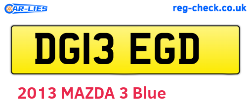 DG13EGD are the vehicle registration plates.