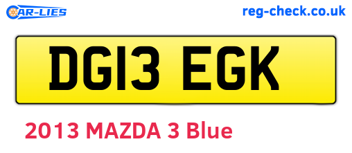 DG13EGK are the vehicle registration plates.