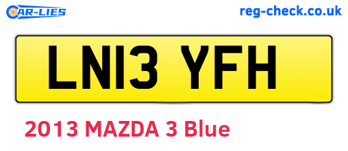 LN13YFH are the vehicle registration plates.