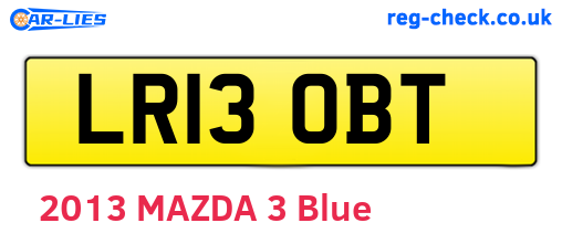LR13OBT are the vehicle registration plates.