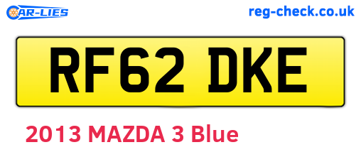 RF62DKE are the vehicle registration plates.