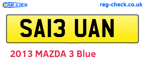 SA13UAN are the vehicle registration plates.