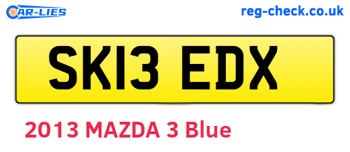 SK13EDX are the vehicle registration plates.
