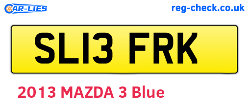 SL13FRK are the vehicle registration plates.
