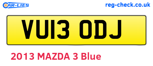 VU13ODJ are the vehicle registration plates.