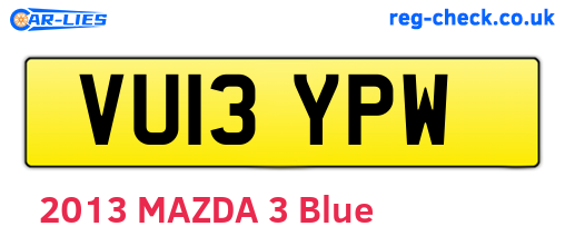 VU13YPW are the vehicle registration plates.