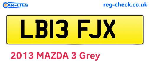 LB13FJX are the vehicle registration plates.
