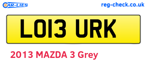LO13URK are the vehicle registration plates.