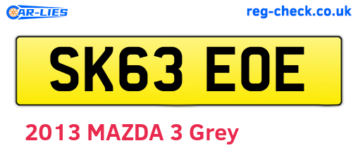 SK63EOE are the vehicle registration plates.