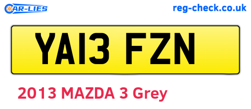 YA13FZN are the vehicle registration plates.
