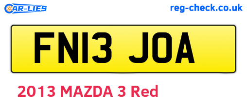 FN13JOA are the vehicle registration plates.
