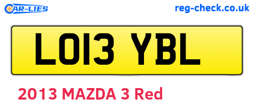 LO13YBL are the vehicle registration plates.