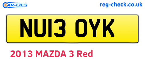 NU13OYK are the vehicle registration plates.