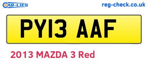 PY13AAF are the vehicle registration plates.