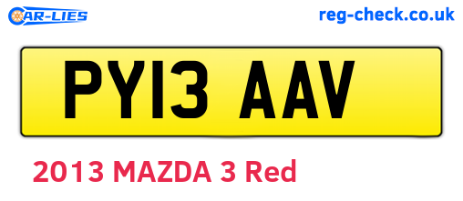 PY13AAV are the vehicle registration plates.