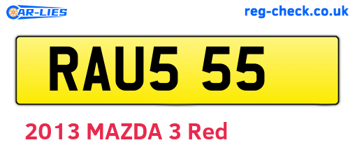 RAU555 are the vehicle registration plates.