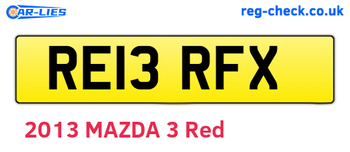 RE13RFX are the vehicle registration plates.