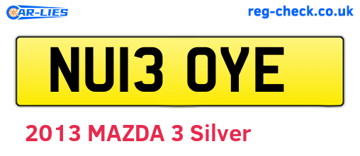 NU13OYE are the vehicle registration plates.