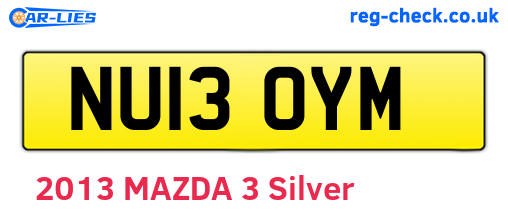 NU13OYM are the vehicle registration plates.