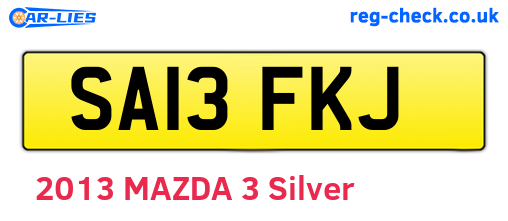 SA13FKJ are the vehicle registration plates.