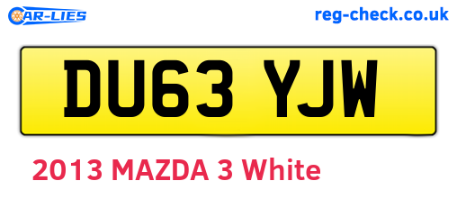 DU63YJW are the vehicle registration plates.