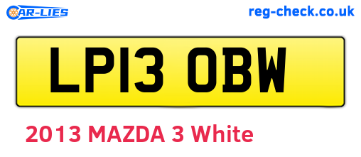 LP13OBW are the vehicle registration plates.