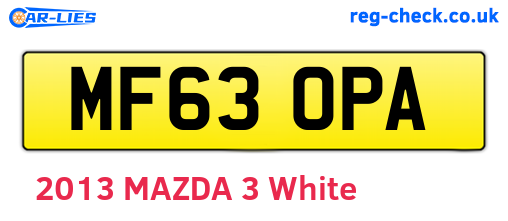 MF63OPA are the vehicle registration plates.