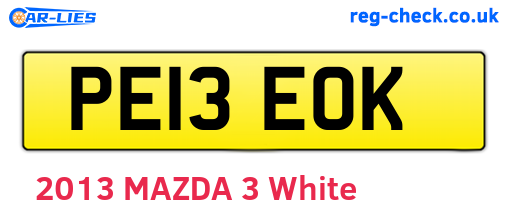 PE13EOK are the vehicle registration plates.