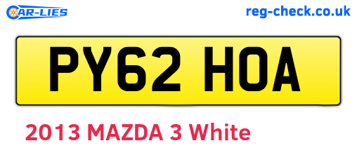 PY62HOA are the vehicle registration plates.