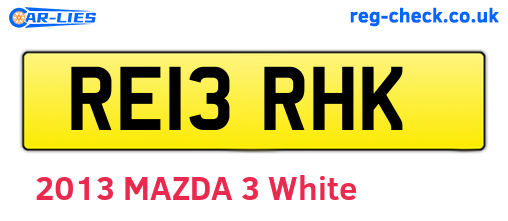 RE13RHK are the vehicle registration plates.