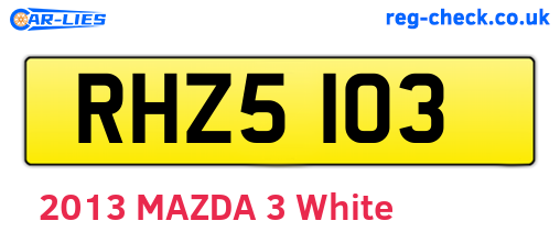 RHZ5103 are the vehicle registration plates.