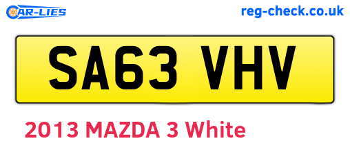 SA63VHV are the vehicle registration plates.