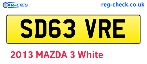 SD63VRE are the vehicle registration plates.