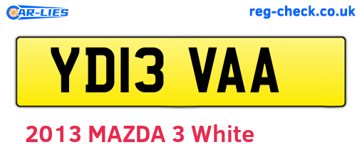 YD13VAA are the vehicle registration plates.