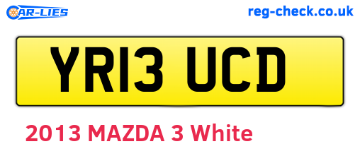 YR13UCD are the vehicle registration plates.