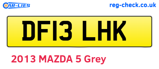 DF13LHK are the vehicle registration plates.