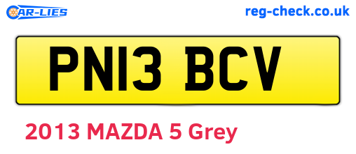 PN13BCV are the vehicle registration plates.