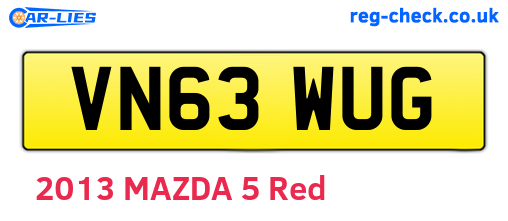 VN63WUG are the vehicle registration plates.