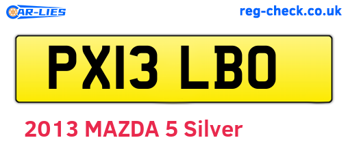 PX13LBO are the vehicle registration plates.