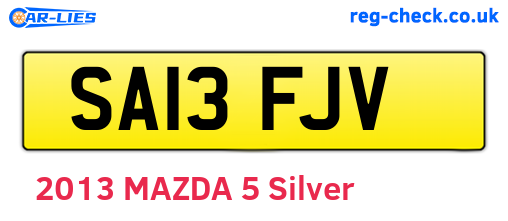 SA13FJV are the vehicle registration plates.