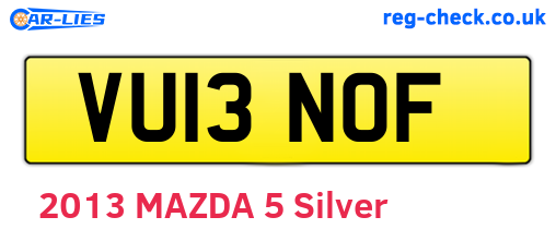 VU13NOF are the vehicle registration plates.